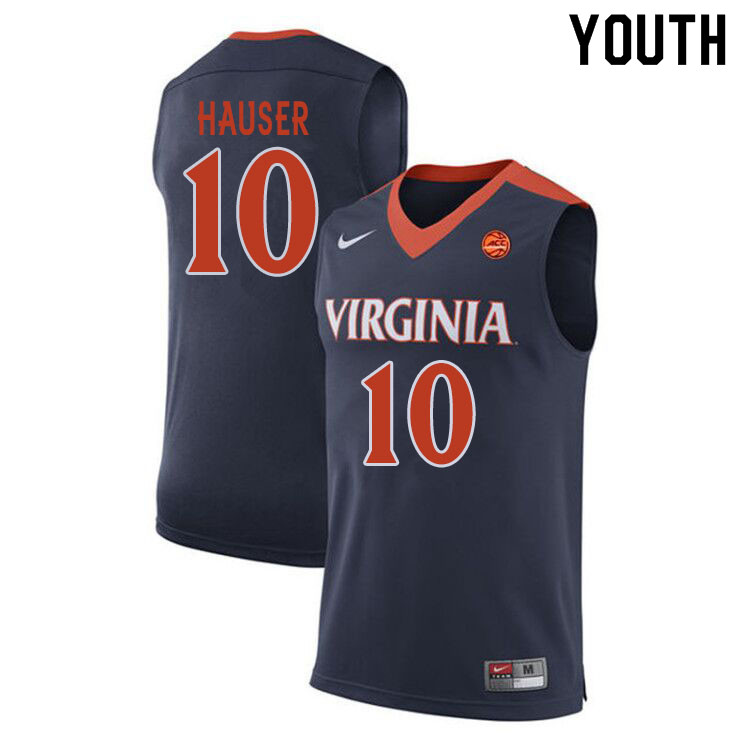 Youth #10 Sam Hauser Virginia Cavaliers College Basketball Jerseys Sale-Navy